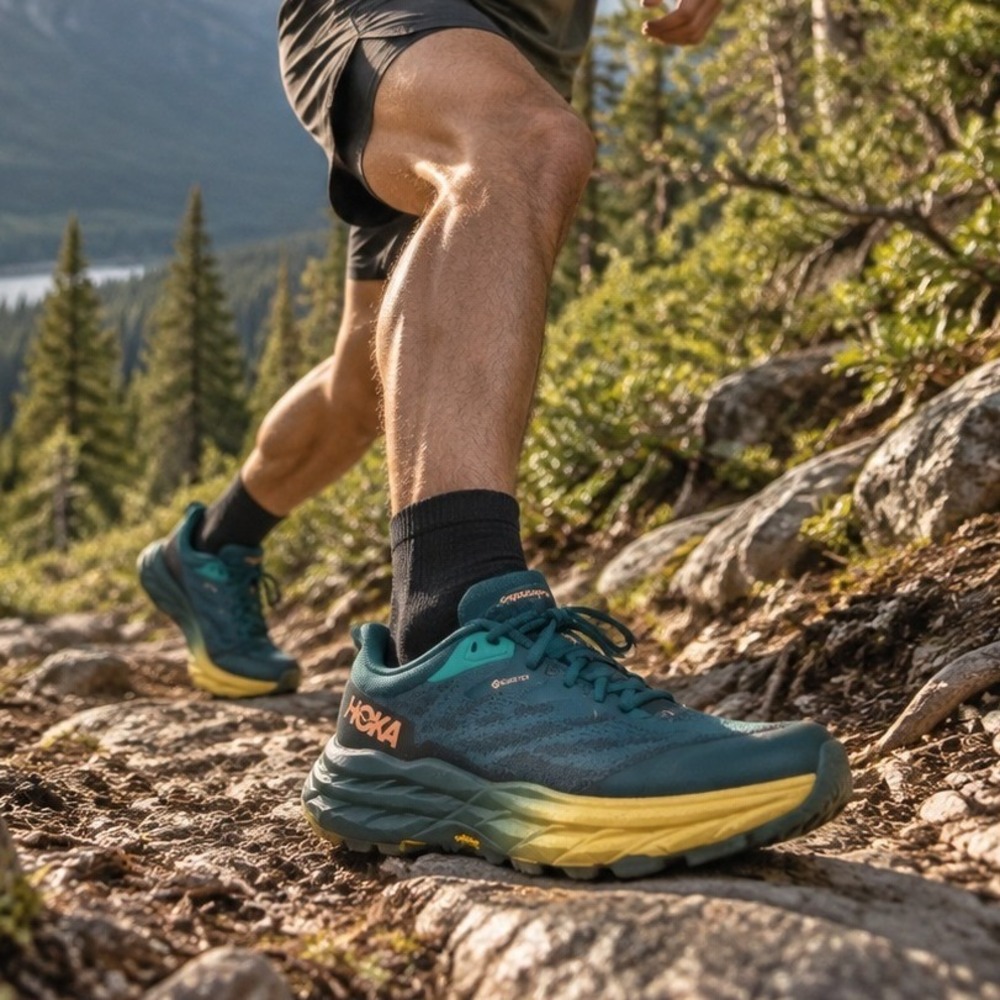 Hoka One One Speedgoat 5 GTX Womens 24R Orange Dark Teal GORE-TEX Trail Running